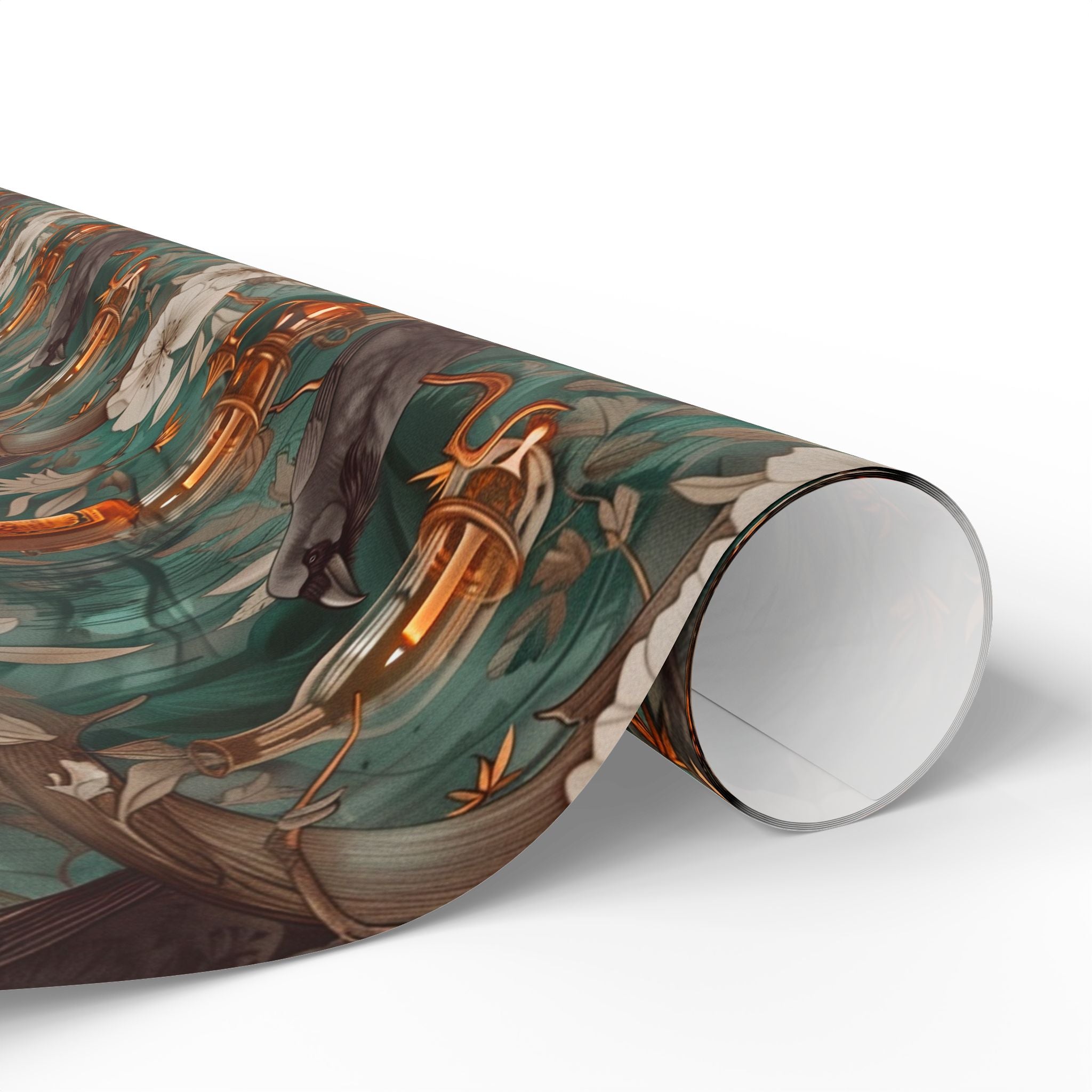 Witchcore Crow Candle Wrapping Paper, Southern Gothic Botanical Gift Wrap with Apothecary Bottles