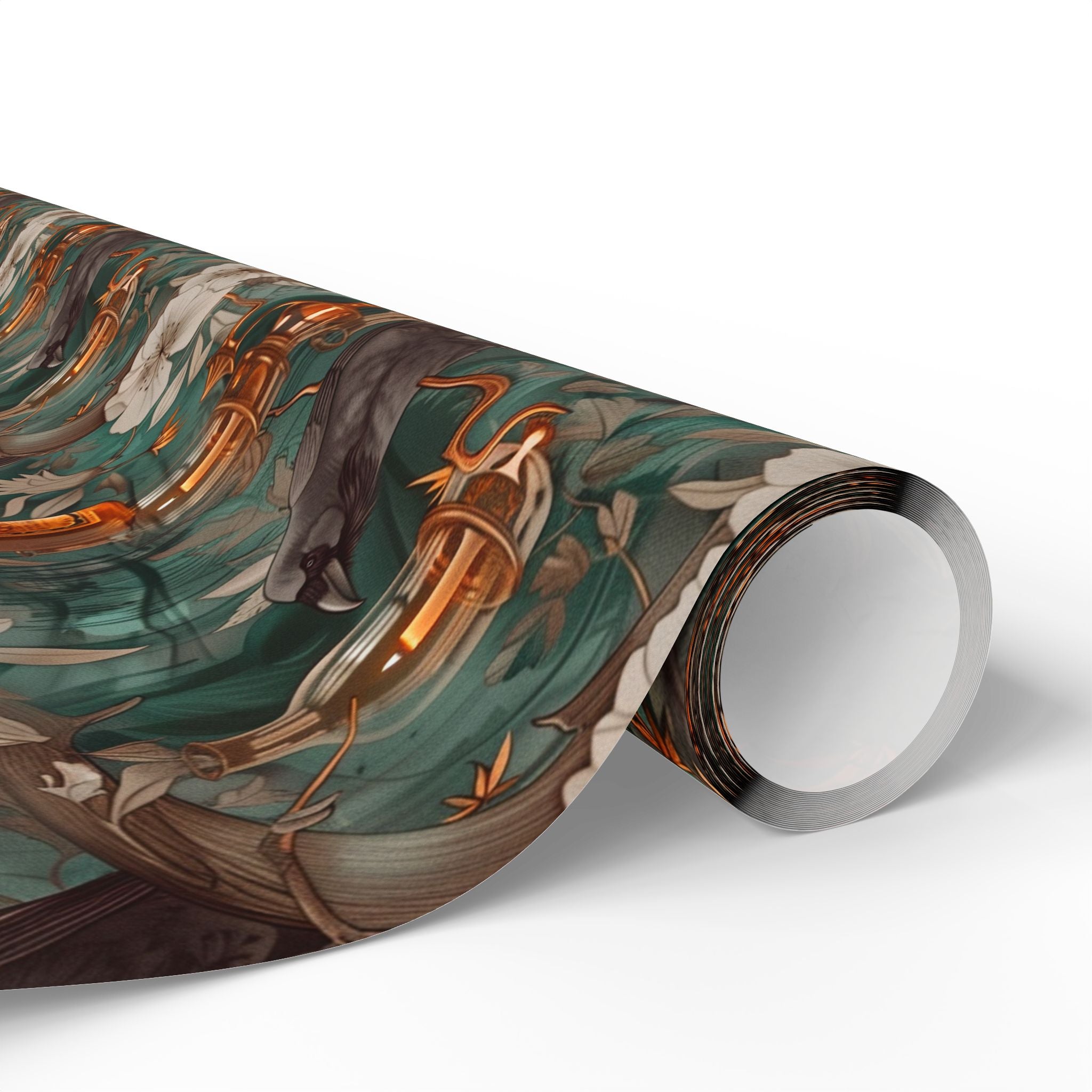 Witchcore Crow Candle Wrapping Paper, Southern Gothic Botanical Gift Wrap with Apothecary Bottles