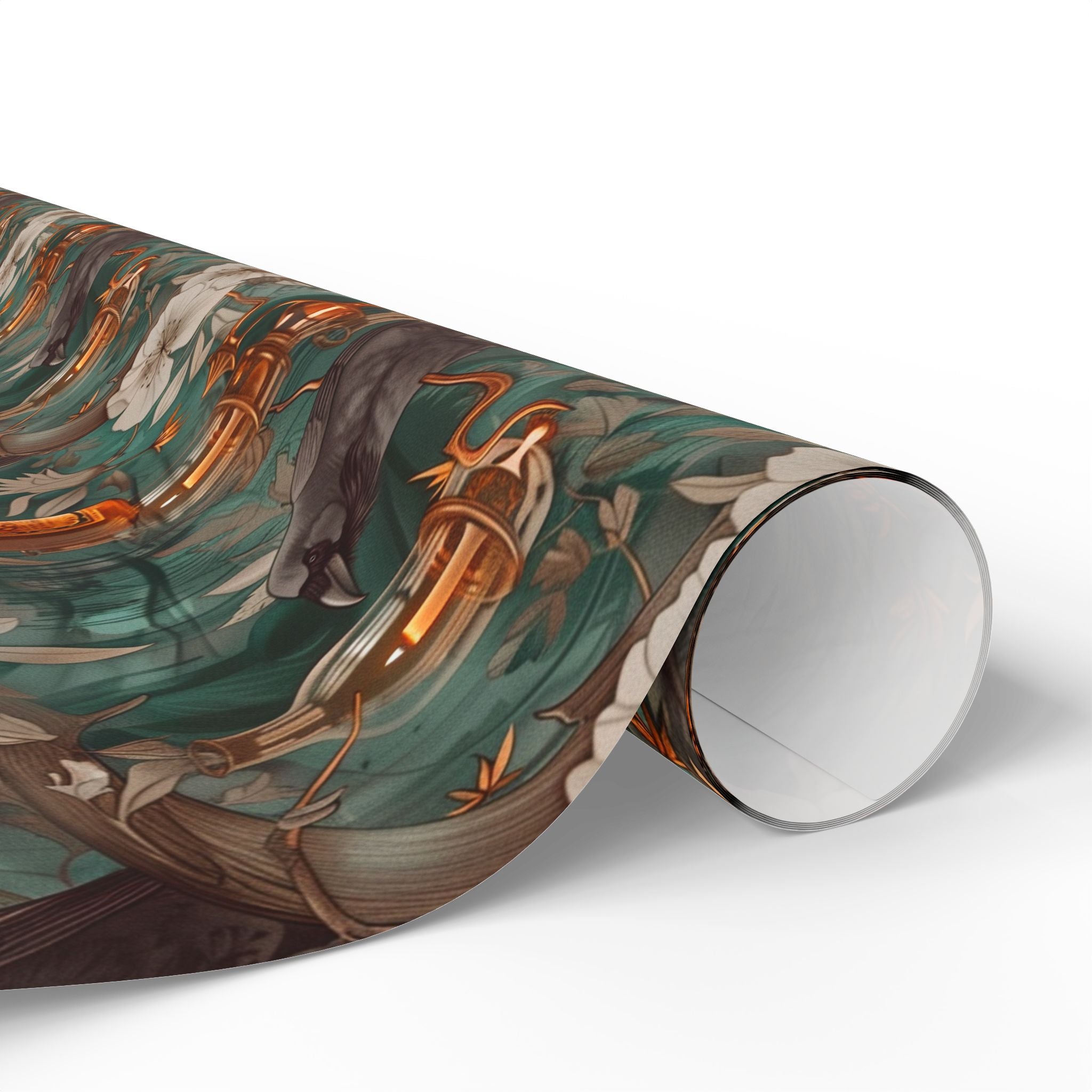 Witchcore Crow Candle Wrapping Paper, Southern Gothic Botanical Gift Wrap with Apothecary Bottles
