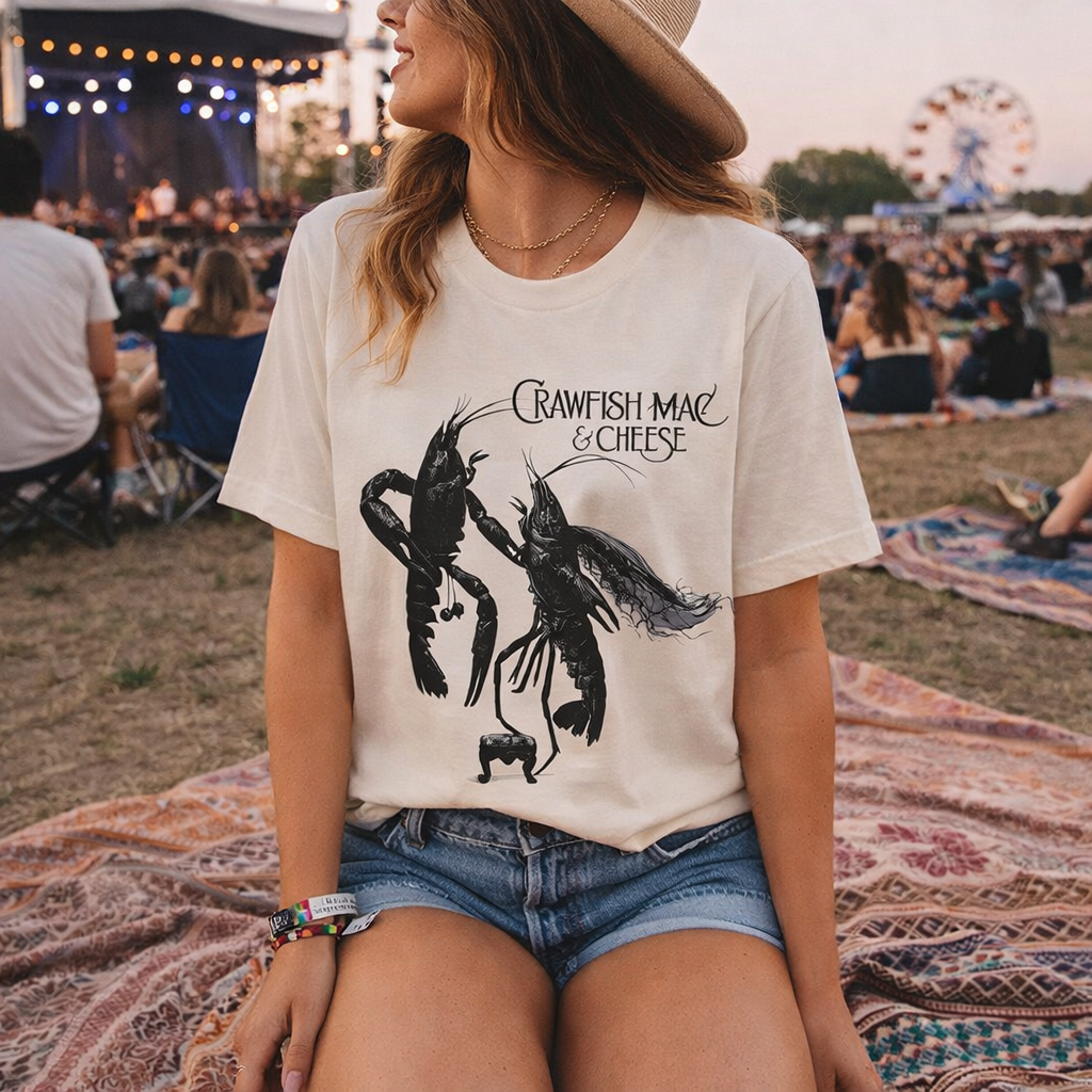 Crawfish Mac & Cheese T-shirt | Gothic Crawfish Illustration
