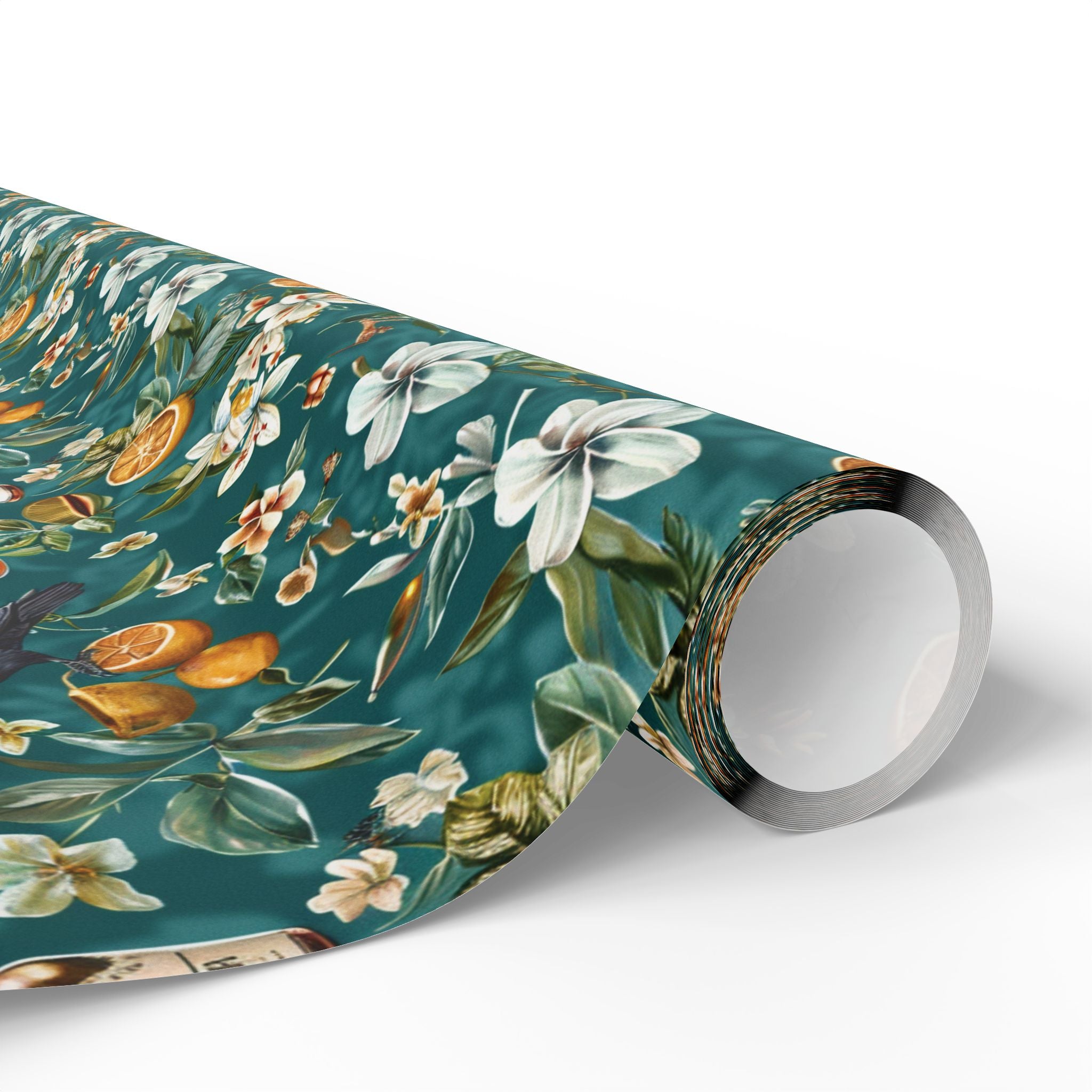 Southern Gothic Magnolia Crow Wrapping Paper  - Witchcore Botanical Gift Wrap with Citrus, vintage whiskey