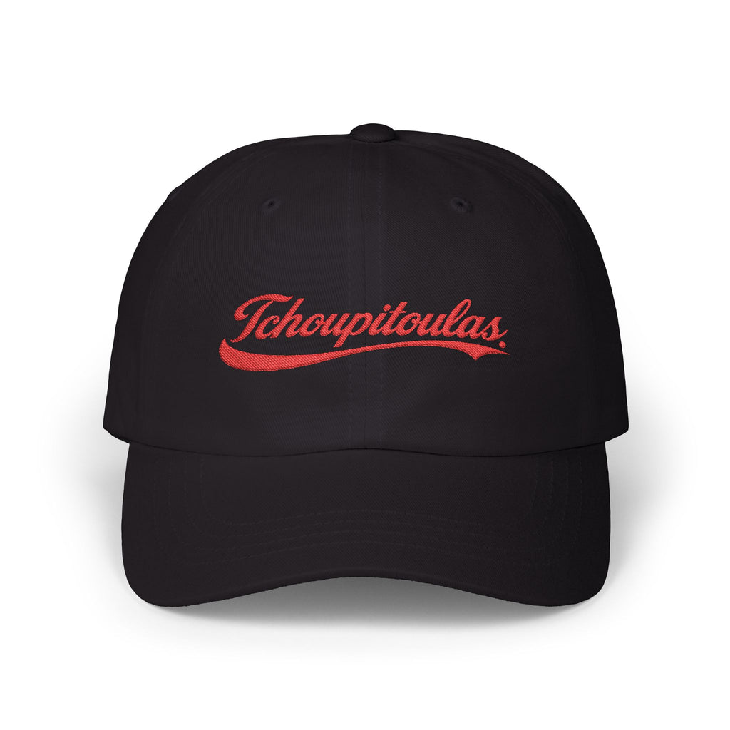 Cold Drink - Tchoupitoulas- BLACK Dad Hat | Vintage New Orleans Script Cap | embroidered baseball hat