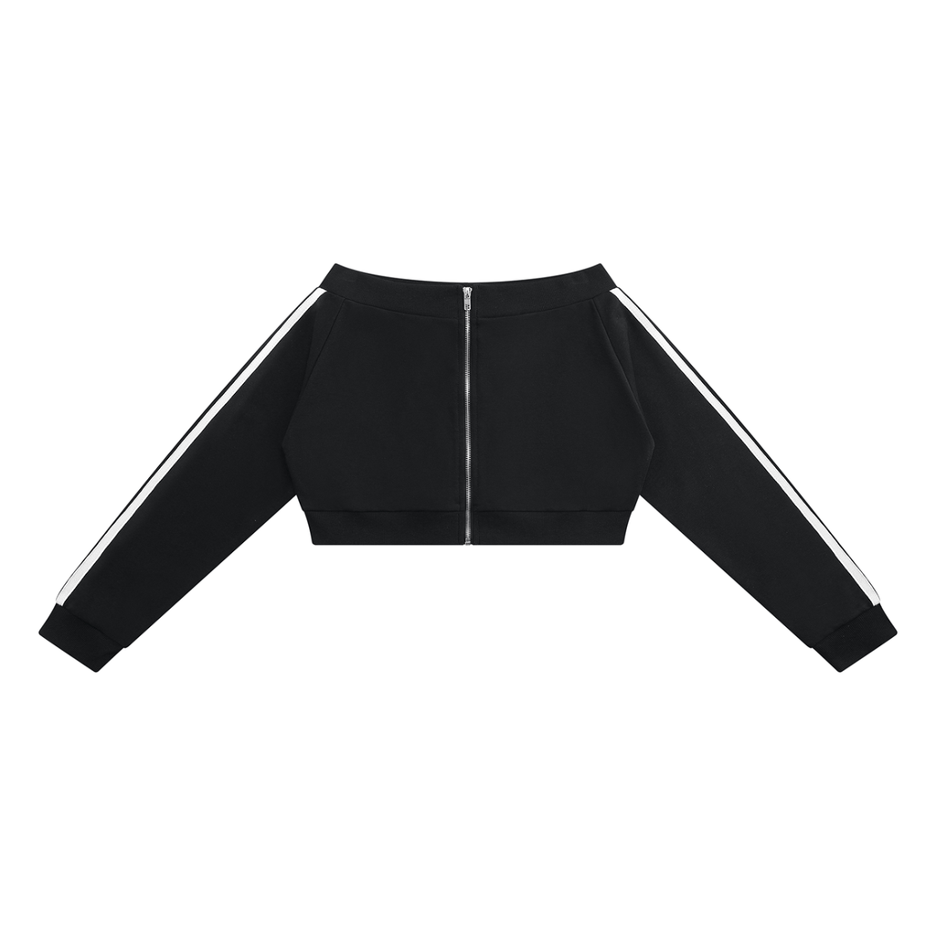 Sanctum Wilhelmina Off-Shoulder Cropped Track Jacket