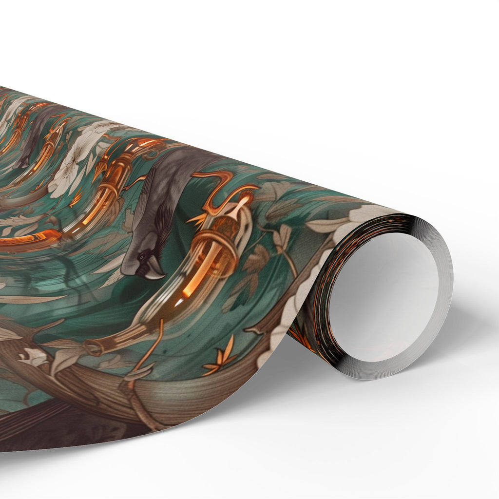 Witchcore Crow Candle Wrapping Paper, Southern Gothic Botanical Gift Wrap with Apothecary Bottles