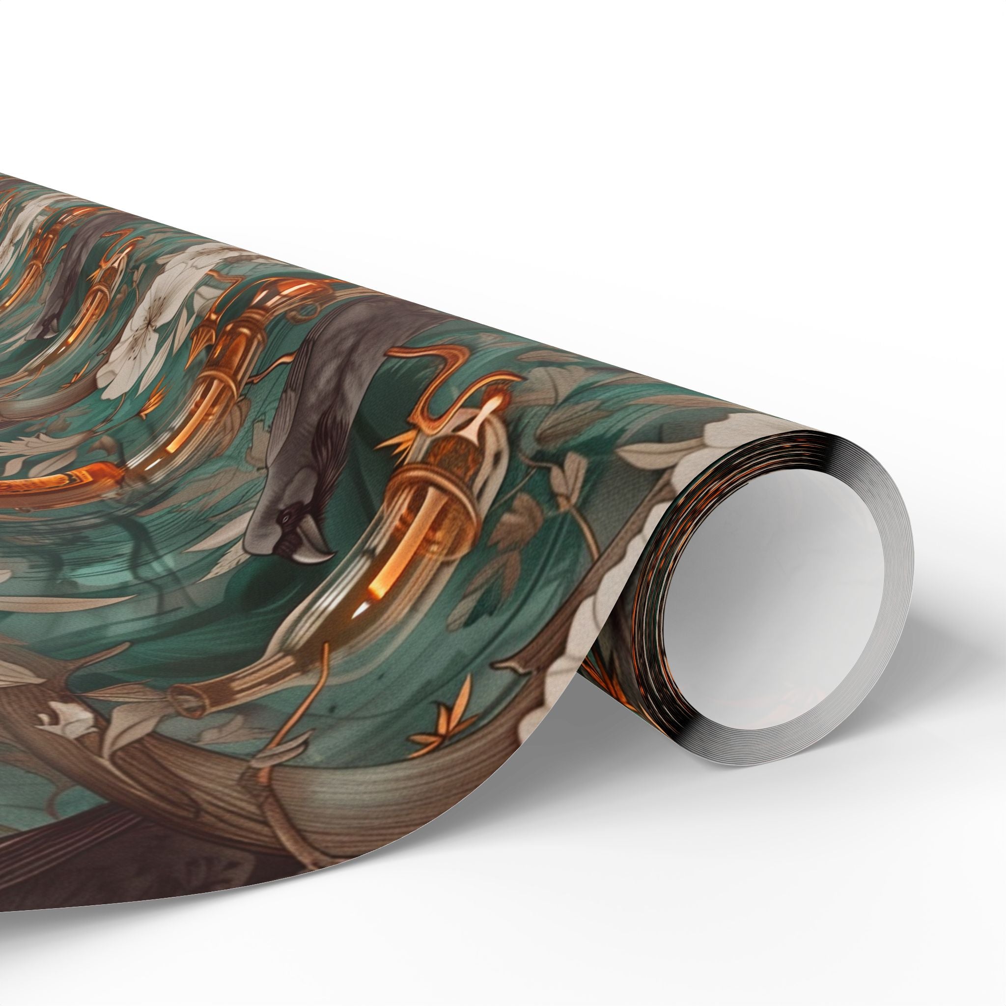 Witchcore Crow Candle Wrapping Paper, Southern Gothic Botanical Gift Wrap with Apothecary Bottles