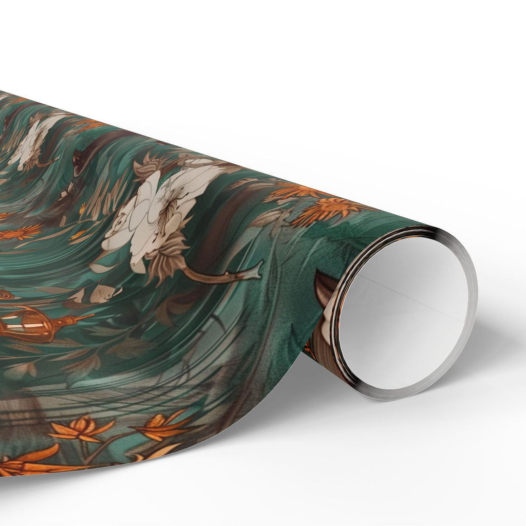 Witchcore Crow Candle Wrapping Paper, Southern Gothic Botanical Gift Wrap with Apothecary Bottles