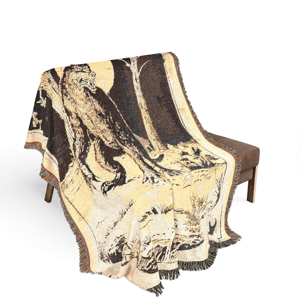 Rougarou Woven Blanket — Cajun Werewolf Folk-Art Throw