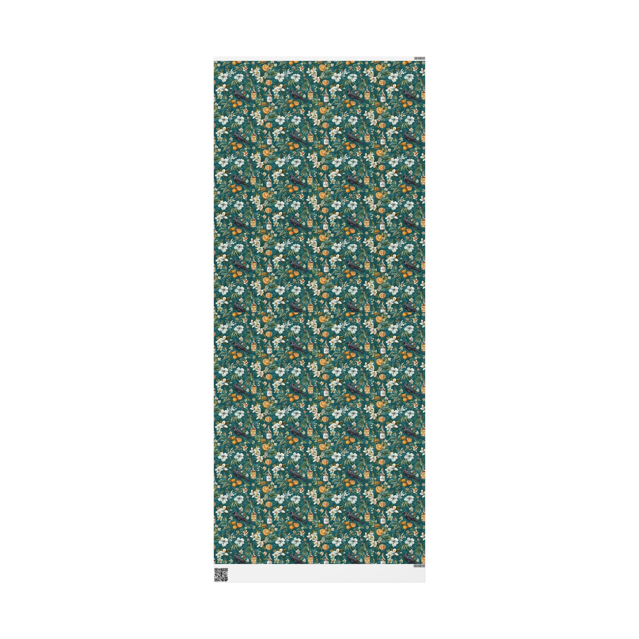 Southern Gothic Magnolia Crow Wrapping Paper  - Witchcore Botanical Gift Wrap with Citrus, vintage whiskey
