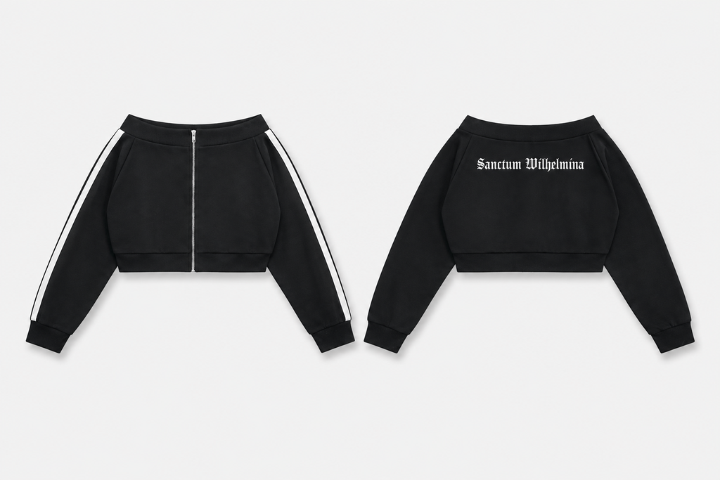 Sanctum Wilhelmina Off-Shoulder Cropped Track Jacket