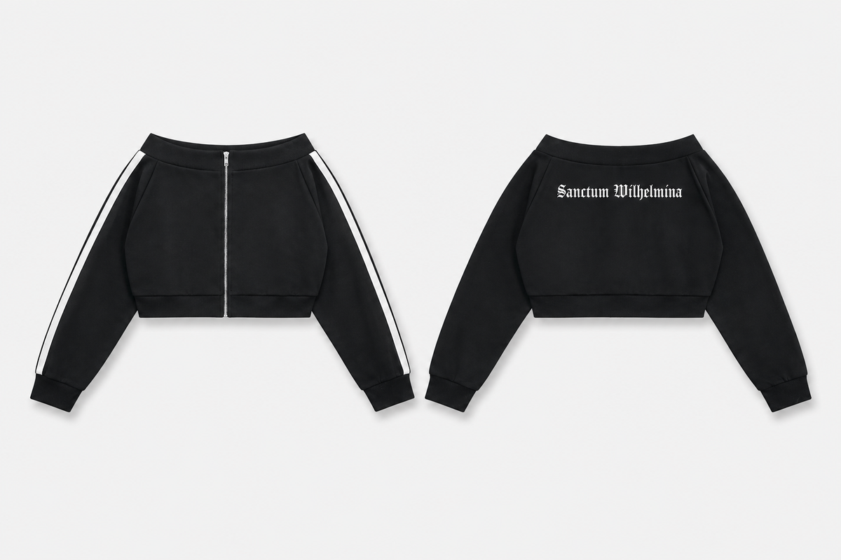 Sanctum Wilhelmina Off-Shoulder Cropped Track Jacket